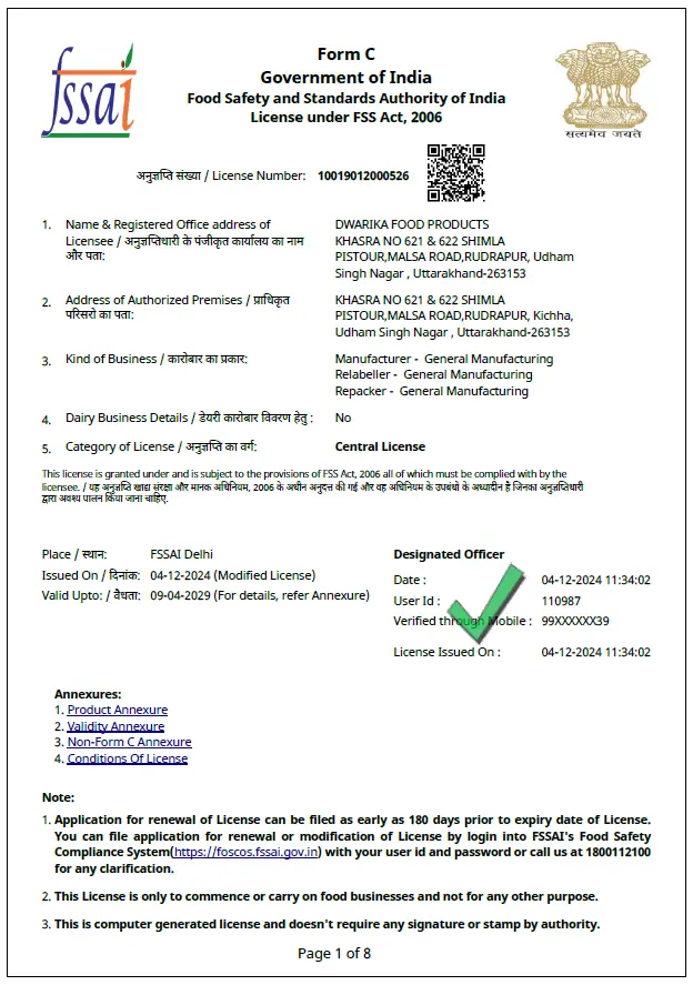 FSSAI Certificate