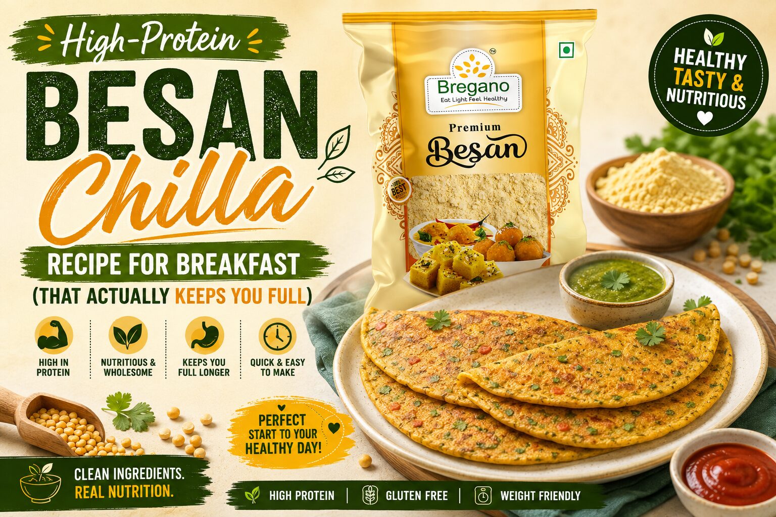 High-Protein Besan Chilla Recipe for Breakfast