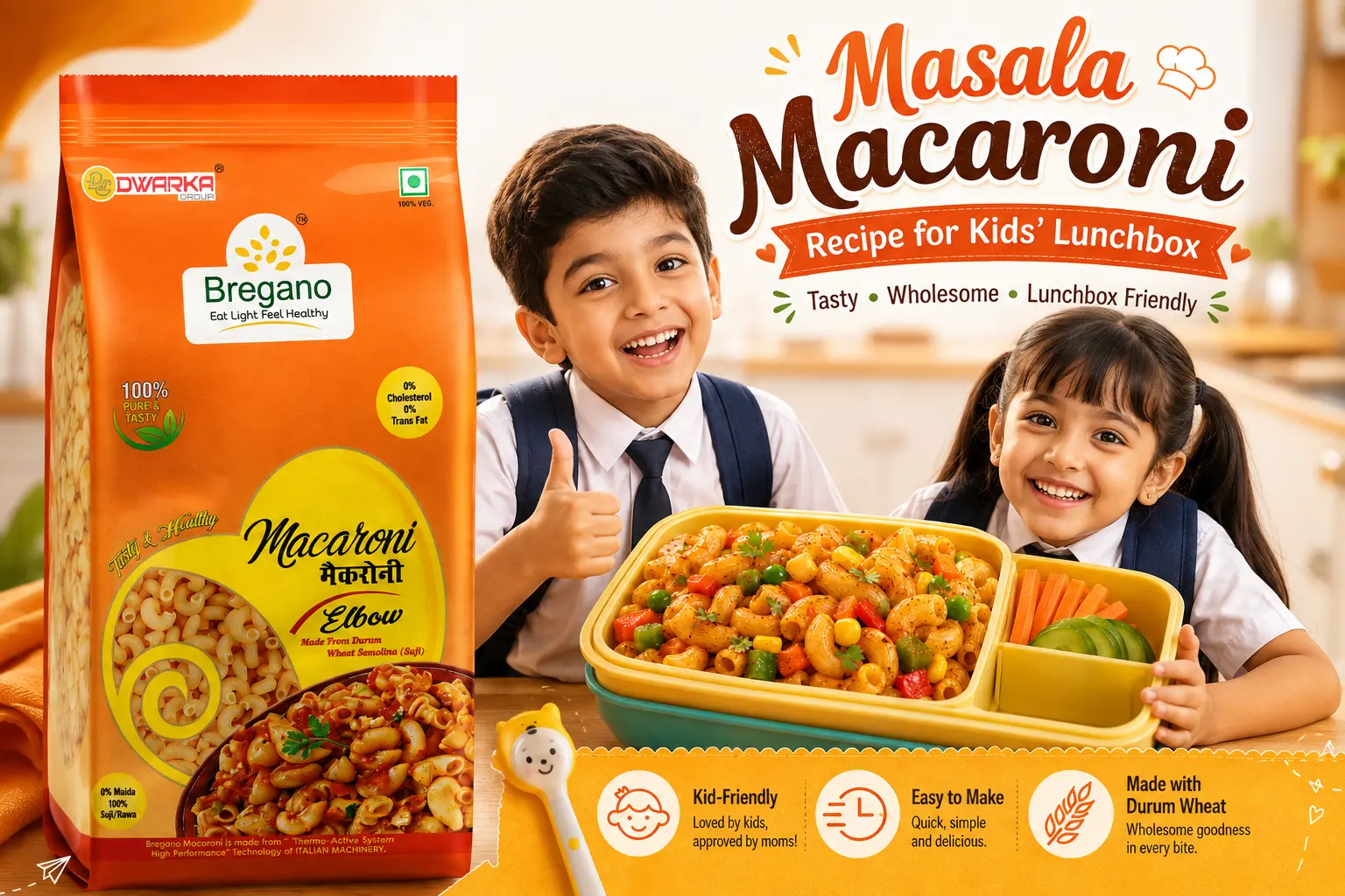 Masala Macaroni Recipe for Kids’ Lunchbox